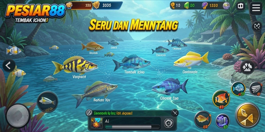 Tangkapan layar PESIAR88 menunjukkan momen seru saat berburu ikan.