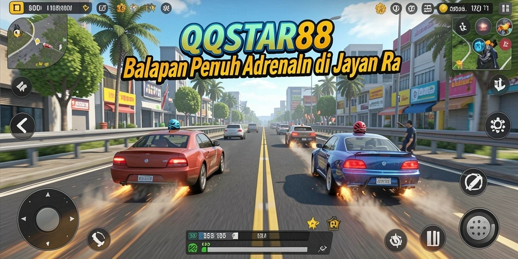 Tampilan gameplay QQSTAR88 menampilkan aksi balapan yang cepat dan menegangkan.