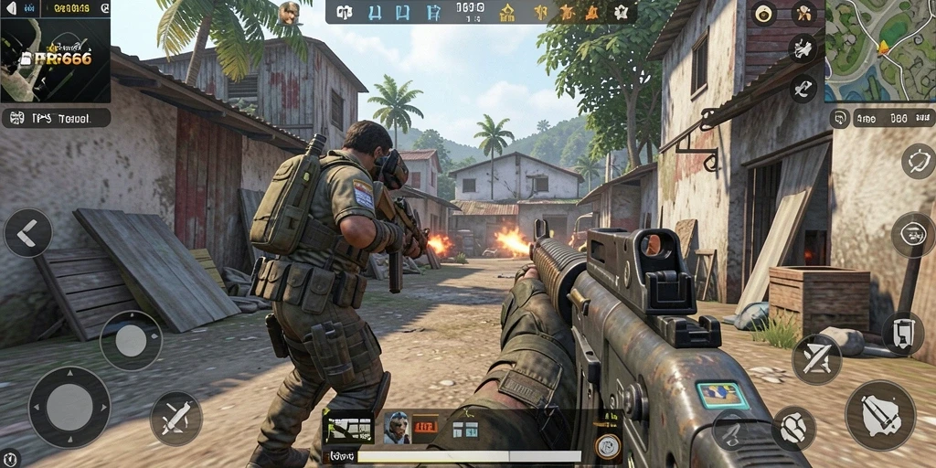 Screenshot utama RR666 menampilkan aksi seru dalam gameplay TPS.