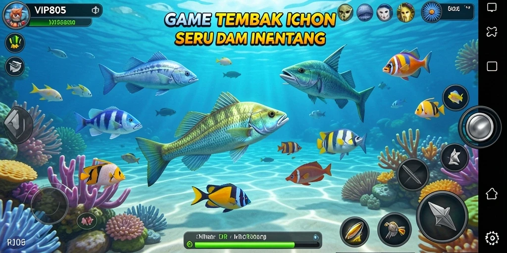 Tampilan gameplay Tembak Ikan yang mengasyikkan di VIP805.